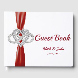 Red Ribbon Infinity Heart Bruiloft Gastenboek