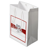 Red Ribbon Infinity Heart Gift Bag Medium Cadeauzakje (Achterkant Gekanteld)