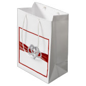 Red Ribbon Infinity Heart Gift Bag Medium Cadeauzakje (Voorkant Gekanteld)