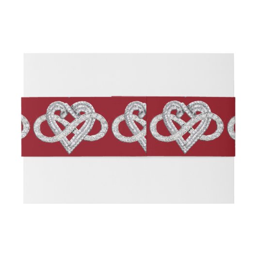 Red Ribbon Infinity Heart Invitation Belly Bands Uitnodigingen Wikkel (Achterkant Voorbeeld)