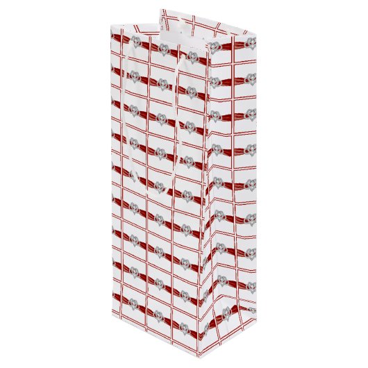 Red Ribbon Infinity Heart Wine Gift Bag Wijn Cadeautas (Achterkant Gekanteld)