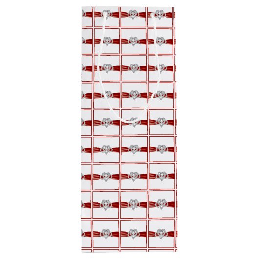 Red Ribbon Infinity Heart Wine Gift Bag Wijn Cadeautas (Achterkant)