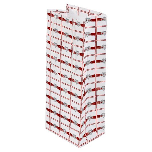Red Ribbon Infinity Heart Wine Gift Bag Wijn Cadeautas (Voorkant Gekanteld)