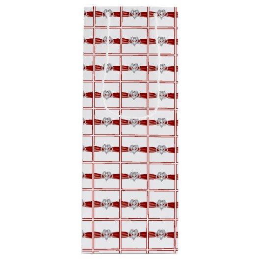 Red Ribbon Infinity Heart Wine Gift Bag Wijn Cadeautas (Voorkant)