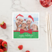 Red Ribbon Kerstfeestay Fotopapier Napkins Servet (Insitu)