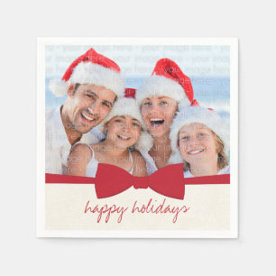 Red Ribbon Kerstfeestay Fotopapier Napkins Servetten