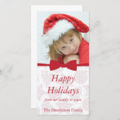 Red Ribbon kerstfeestdag — Fotokaart Feestdagenkaart (Voorkant / Achterkant)