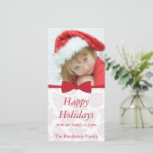 Red Ribbon kerstfeestdag — Fotokaart Feestdagenkaart (Staand voorkant)