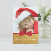 Red Ribbon kerstfeestdag — Fotokaart Kaart (Staand voorkant)