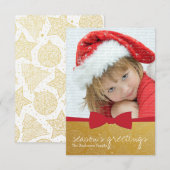 Red Ribbon kerstfeestdag — Fotokaart Kaart (Voorkant / Achterkant)