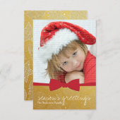 Red Ribbon kerstfeestdag — Fotokaart Kaart (Voorkant / Achterkant)