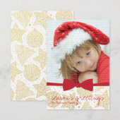 Red Ribbon kerstfeestdag — Fotokaart Kaart (Voorkant / Achterkant)