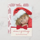 Red Ribbon kerstfeestdag — Fotokaart Kaart (Voorkant / Achterkant)