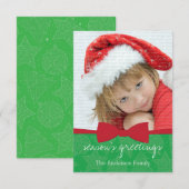 Red Ribbon kerstfeestdag — Fotokaart Kaart (Voorkant / Achterkant)
