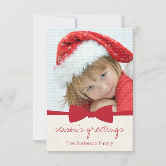 Red Ribbon kerstfeestdag — Fotokaart Kaart (Voorkant)