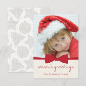 Red Ribbon kerstfeestdag — Fotokaart Kaart (Voorkant / Achterkant)