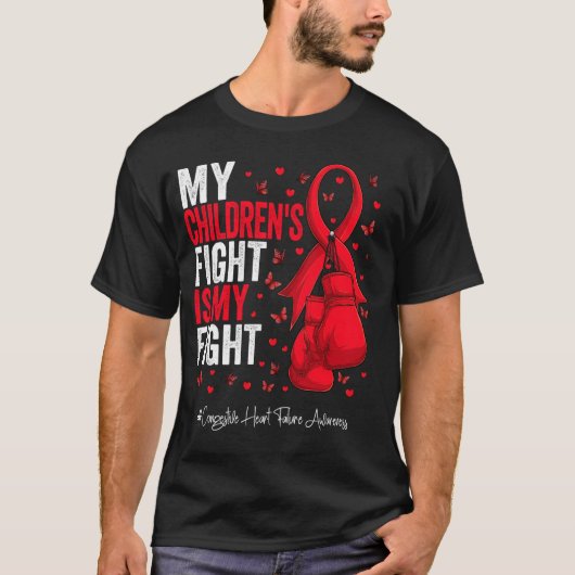 Red Ribbon Kinderen Congestief hartfalen Aware T-shirt (Voorkant)