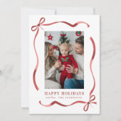 Red Ribbon Lijst Prettige feestdagen Feestdagenkaart (Voorkant)