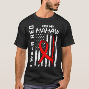 Red Ribbon Mamaw Heart Disease Awareness Amerikaan T-shirt