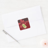 Red Ribbon Merry kerstcadeau Vierkante Sticker (Envelop)