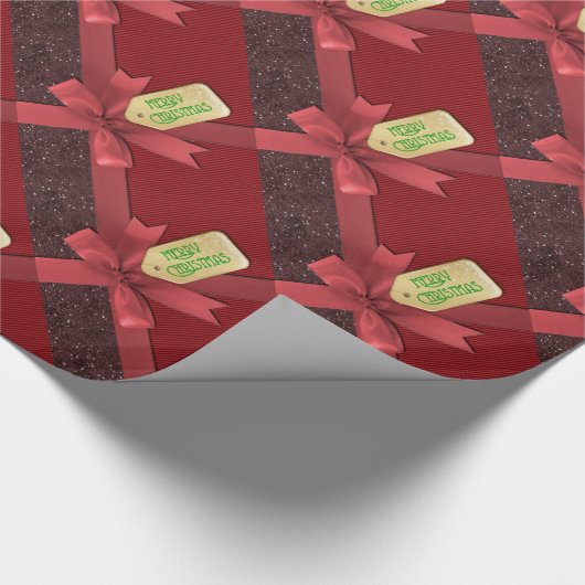 Red Ribbon Merry kerstwrapping Paper Cadeaupapier (Hoek)