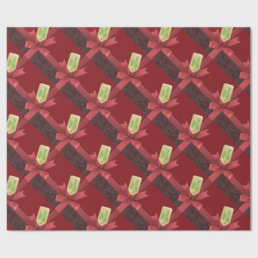 Red Ribbon Merry kerstwrapping Paper Cadeaupapier (Vlak)