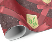 Red Ribbon Merry kerstwrapping Paper Cadeaupapier (Rol Hoek)