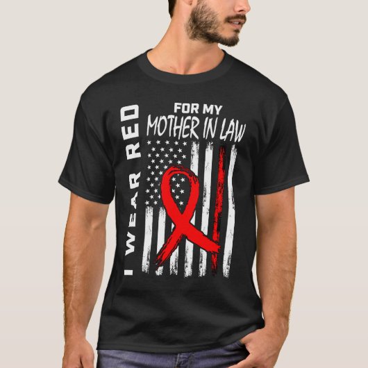 Red Ribbon Moeder in Law Heart Disease Awareness U T-shirt (Voorkant)