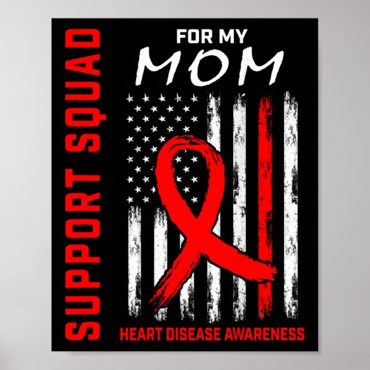 Red Ribbon Mom Heart Disease Awareness Flag Graphi Poster (Voorkant)