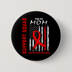 Red Ribbon Mom Heart Disease Awareness Flag Graphi Ronde Button 5,7 Cm