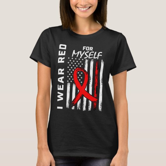 Red Ribbon Myself Me Heart Disease Awareness Ameri T-shirt (Voorkant)