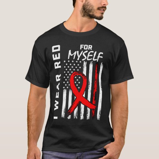 Red Ribbon Myself Me Heart Disease Awareness Ameri T-shirt (Voorkant)