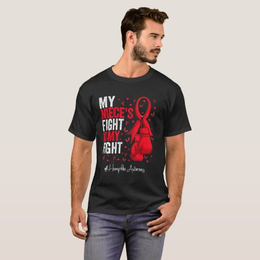 Red Ribbon Niece Hemofilie Bewustheid T-shirt (Voorkant volledig)