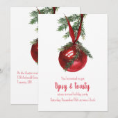 Red Ribbon Ornament Tipsy & Toasty Party Feestdagenkaart (Voorkant / Achterkant)