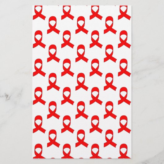 Red Ribbon Pattern Briefpapier (Voorkant)