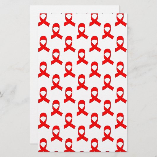 Red Ribbon Pattern Briefpapier (Voorkant / Achterkant)