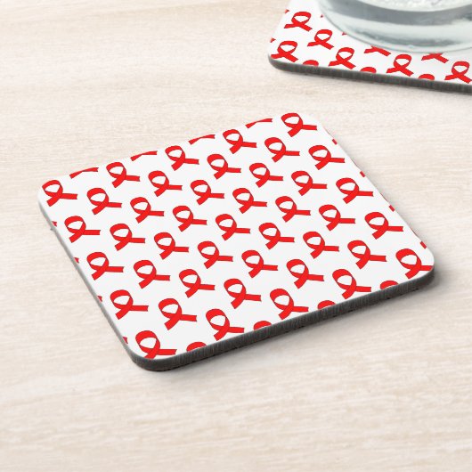 Red Ribbon Pattern Drankjes Onderzetter (Linkerzijde)