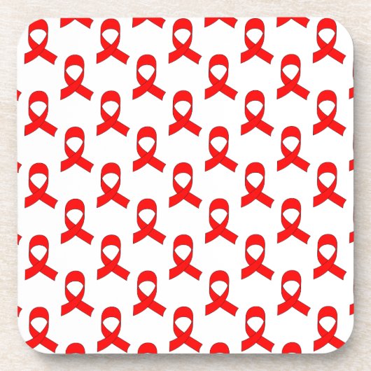 Red Ribbon Pattern Drankjes Onderzetter (Voorkant)