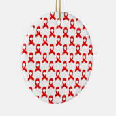 Red Ribbon Pattern Keramisch Ornament (Rechts)