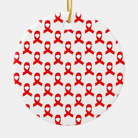 Red Ribbon Pattern Keramisch Ornament (Voorkant)