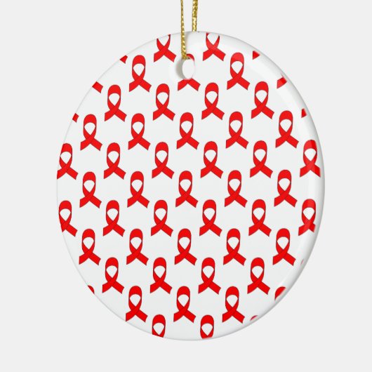 Red Ribbon Pattern Keramisch Ornament (Links)