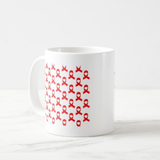 Red Ribbon Pattern Koffiemok (Voorkant links)