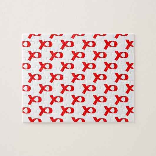 Red Ribbon Pattern Legpuzzel (Horizontaal)