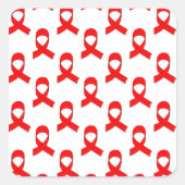 Red Ribbon Pattern Vierkante Sticker (Voorkant)