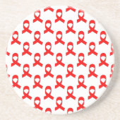 Red Ribbon Pattern Zandsteen Onderzetter (Voorkant)