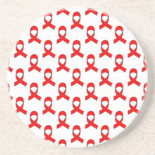 Red Ribbon Pattern Zandsteen Onderzetter