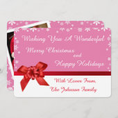 Red Ribbon Photo Collage Kerstmis Kaart (Voorkant / Achterkant)