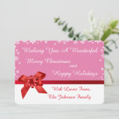 Red Ribbon Photo Collage Kerstmis Kaart (Staand voorkant)