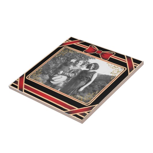 Red Ribbon Photo Template Tegel Tegeltje (Zijkant)