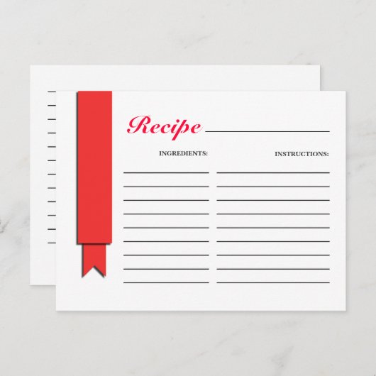 Red Ribbon Recipcard Briefkaart (Voorkant / Achterkant)